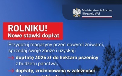 Zdjęcie do Rolniku! Nowe stawki dopłat